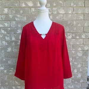 Elegant Medium Red Women's Top